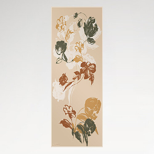 Beige Abstract Tulip Pattern Silk Scarf - Vismara