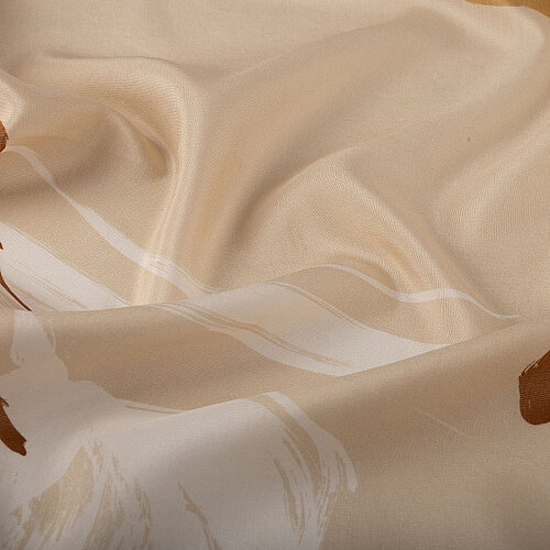 Beige Abstract Tulip Pattern Silk Scarf - Vismara