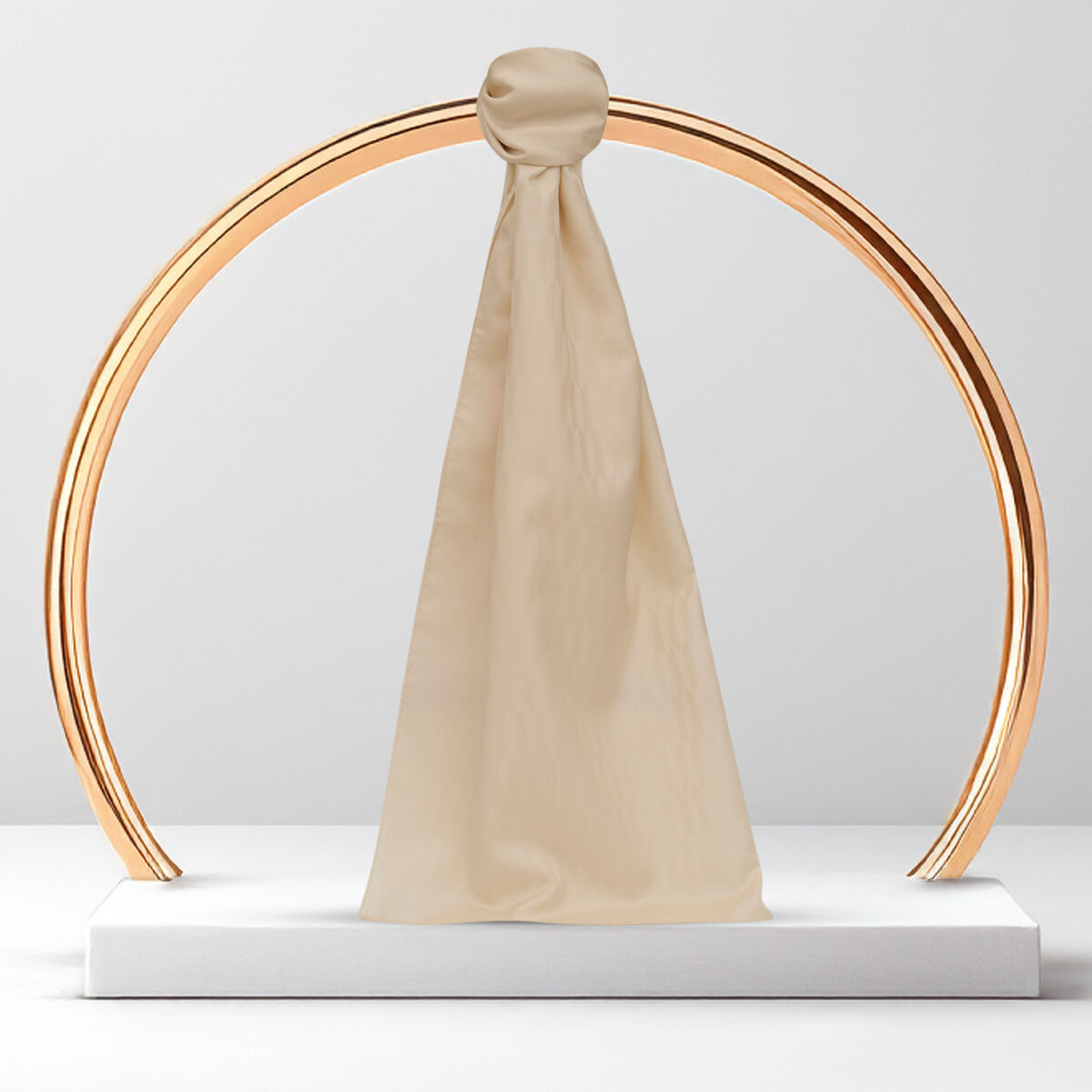 Beige Drop Pattern Jacquard Wool Silk Scarf - 2