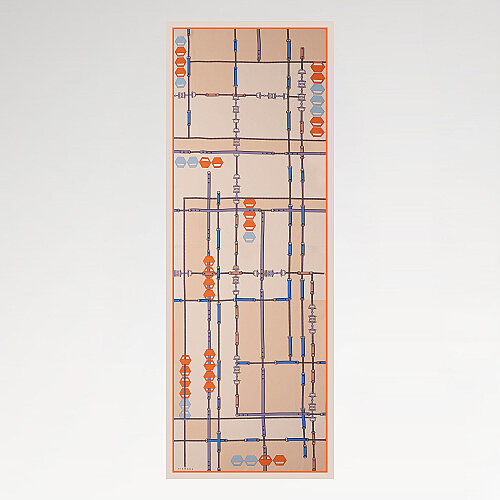 Beige Prism Line Pattern Silk Scarf - Vismara
