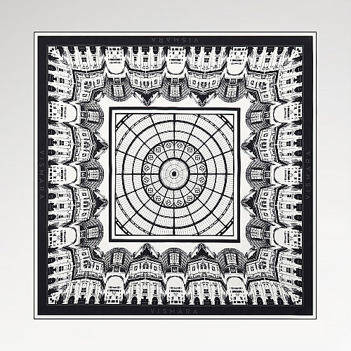 Beyaz Galleria Kubbe Desenli Twill İpek Eşarp - Vismara