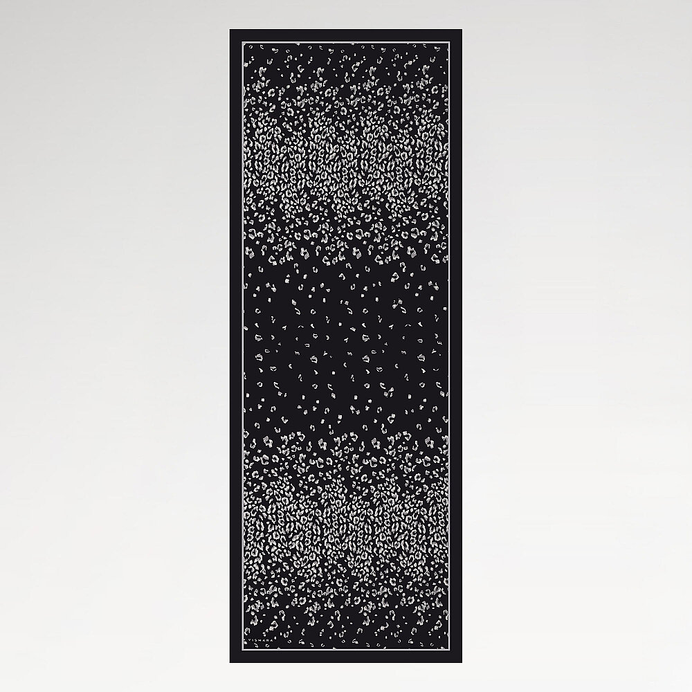 Black Abstract Leopard Print Silk Scarf - 2