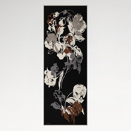 Black Abstract Tulip Pattern Silk Scarf - Vismara