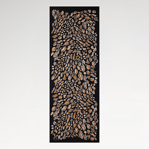 Black and Orange Classic Panther Pattern Silk Scarf - Vismara
