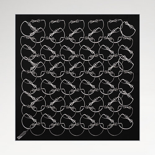 Black Chain Pattern Silk Square Scarf - Vismara