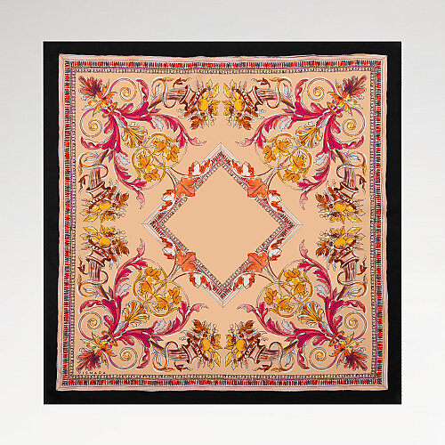 Black Fiorenza Patterned Silk Square Scarf