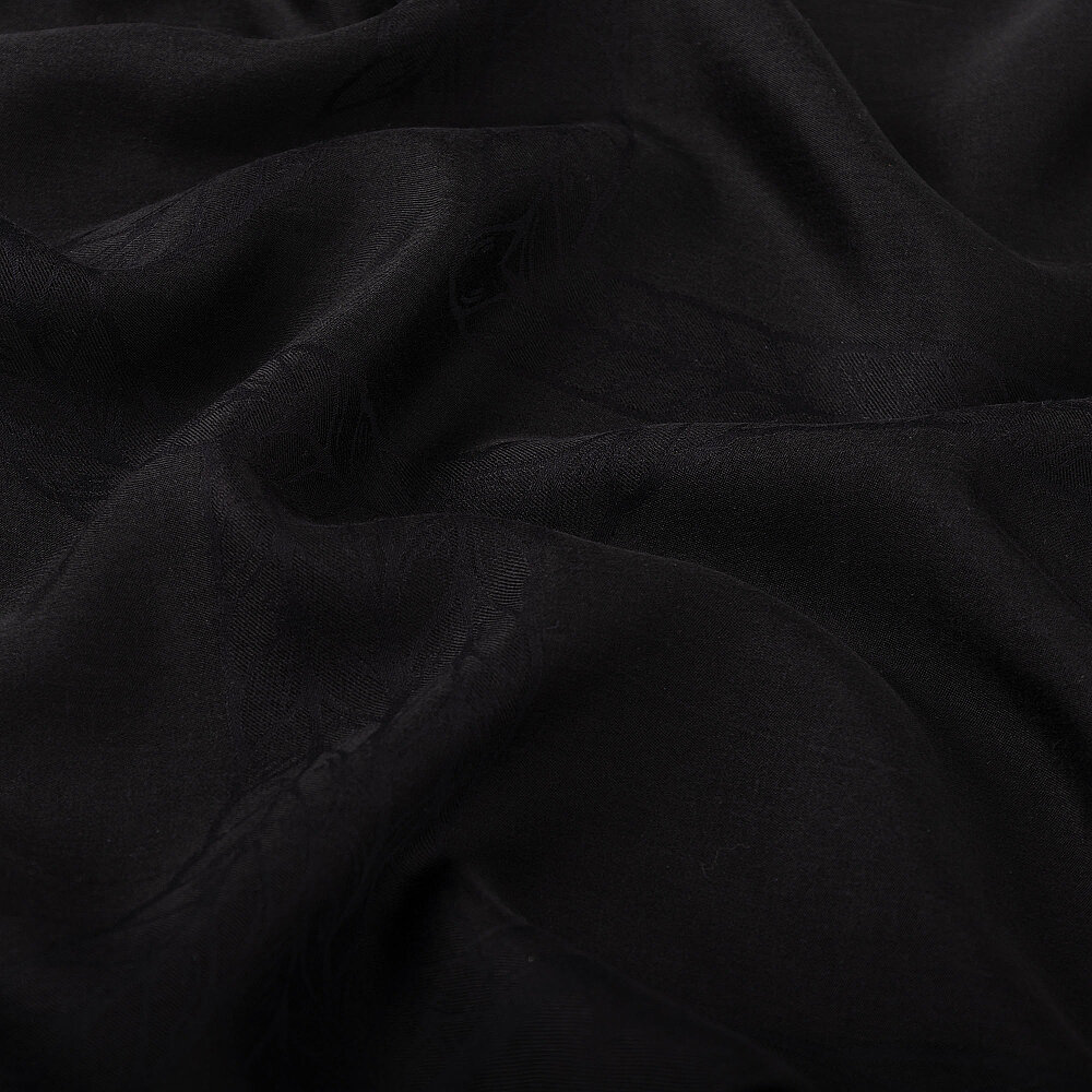 Black Mira Geometric Pattern Jacquard Cotton Silk Scarf - 3