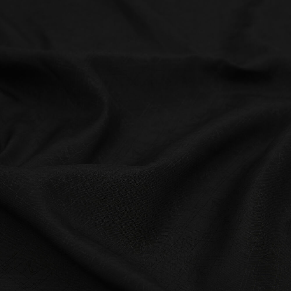 Black Monogram Pattern V Jacquard Cotton Silk Scarf - Vismara
