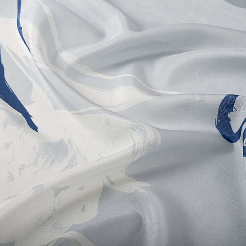 Blue Abstract Tulip Pattern Silk Scarf - Vismara