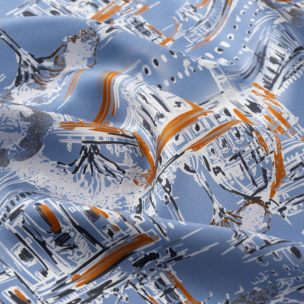 Blue Roma Eterna Patterned Silk Square Scarf - 2