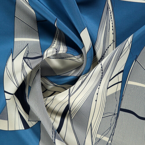 Blue Sail Patterned Silk Square Scarf - Vismara