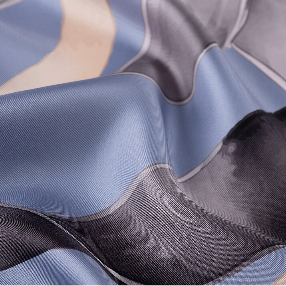 Blue Vismara Infinita Patterned Satin Silk Square Scarf - 2