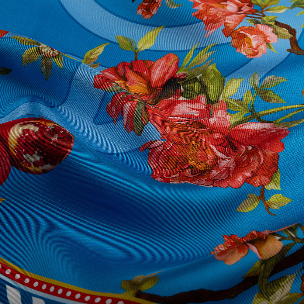 Blue Vismara Melagrana Patterned Silk Square Scarf - 2