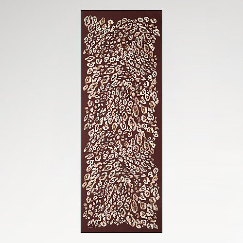 Burgundy Classic Panther Pattern Silk Scarf - Vismara