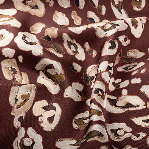 Burgundy Classic Panther Pattern Silk Scarf - Vismara