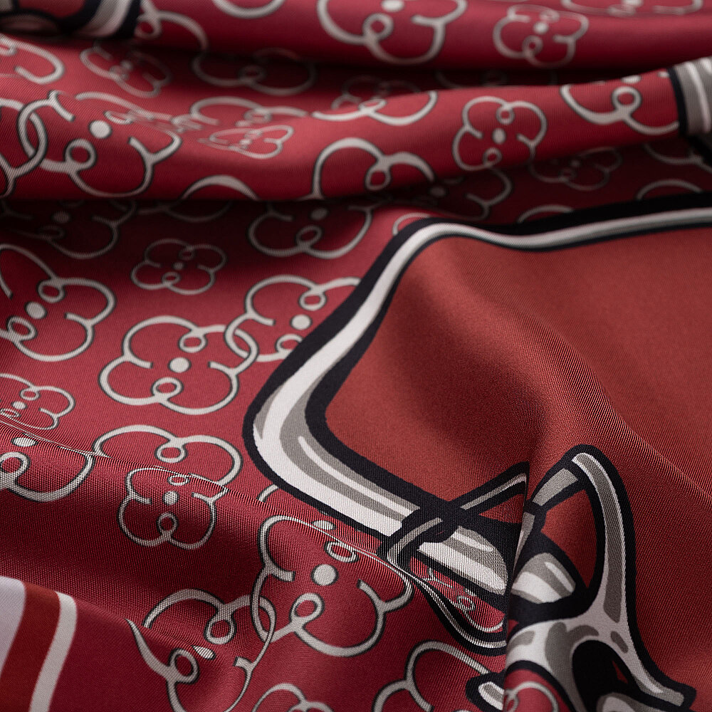 Burgundy Vismara Harness Patterned Silk Scarf - 3