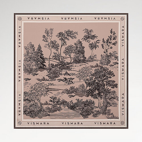 Coffee Toile Garden Pattern Twill Silk Square Scarf