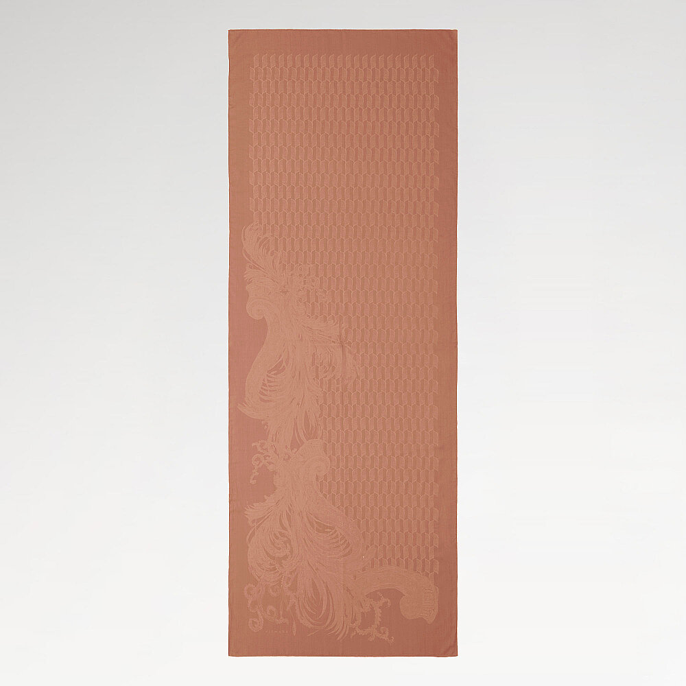 Copper Royal Textured Jacquard Cotton Silk Scarf - 2