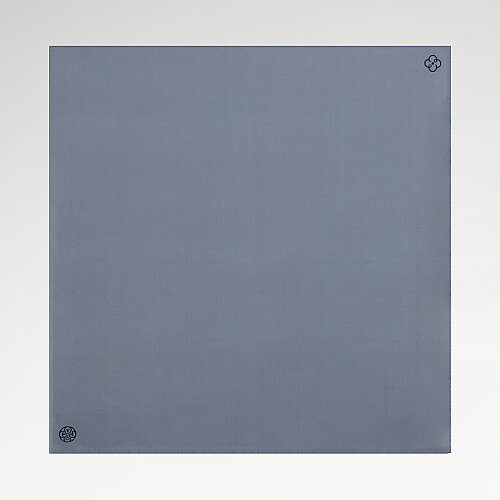 Dark Beige - Light Blue Double-Sided Twill Silk Square Scarf - Vismara