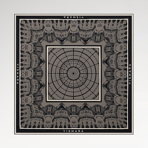 Dark Mink Galleria Dome Pattern Twill Silk Square Scarf