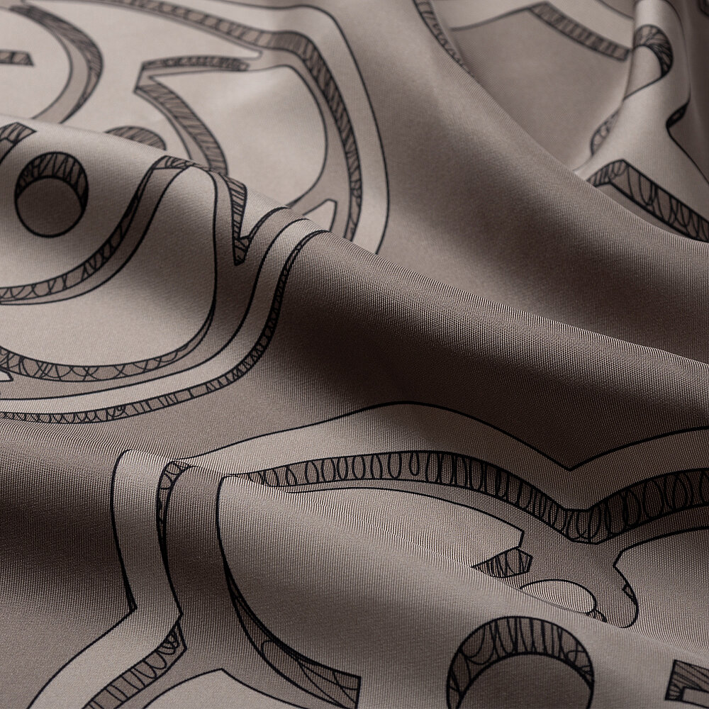 Dark Mink Vismara Monogram Patterned Twill Silk Square Scarf - 2