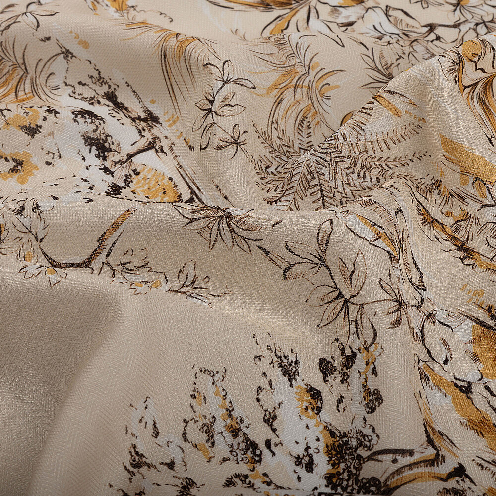 Dore Toile Bahçe Desenli İpek Şal - 3