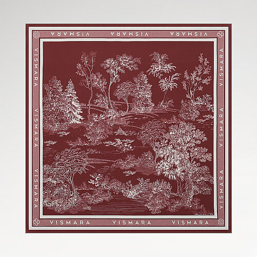 Dried Rose Toile Garden Pattern Twill Silk Square Scarf
