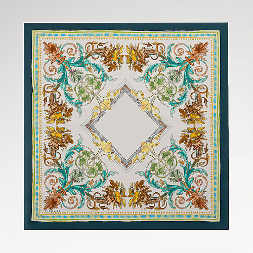 Emerald Fiorenza Patterned Silk Square Scarf