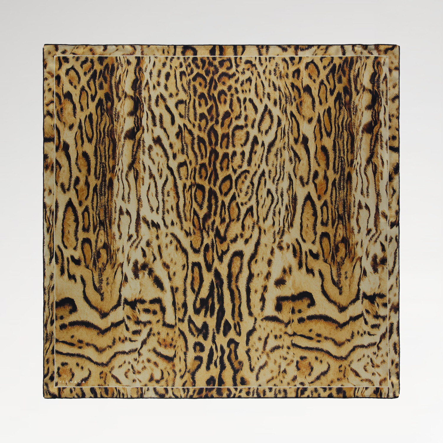 Sciarpa quadrata in twill di seta con motivo leopardato dorato - 1