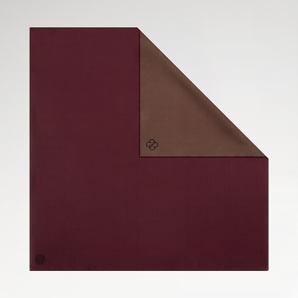 Green and Burgundy Double-Sided Twill Silk Square Scarf - 1