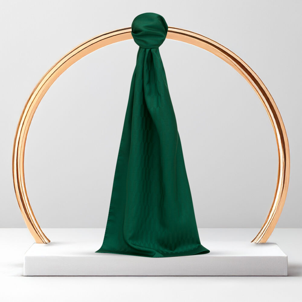 Green Drop Pattern Jacquard Wool Silk Scarf - Vismara