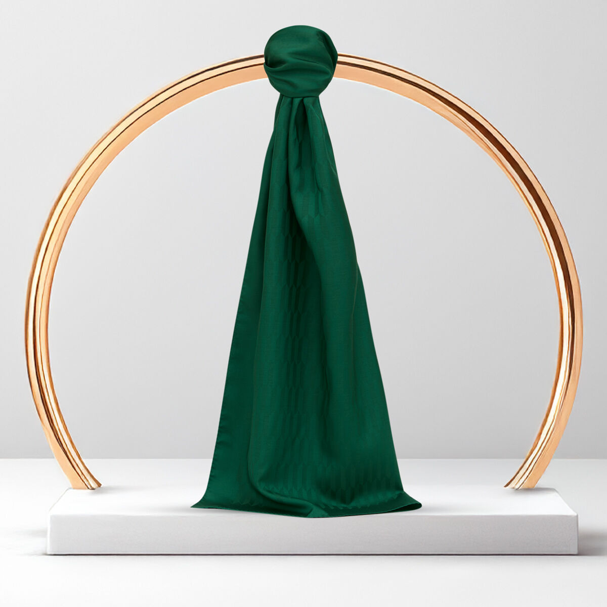 Green Drop Pattern Jacquard Wool Silk Scarf - 2