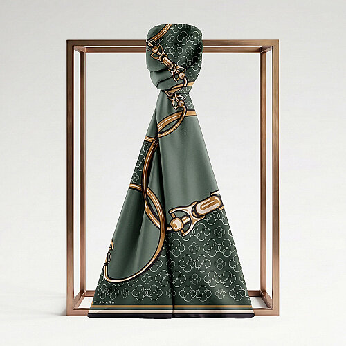 Green Vismara Harness Patterned Silk Scarf - Vismara