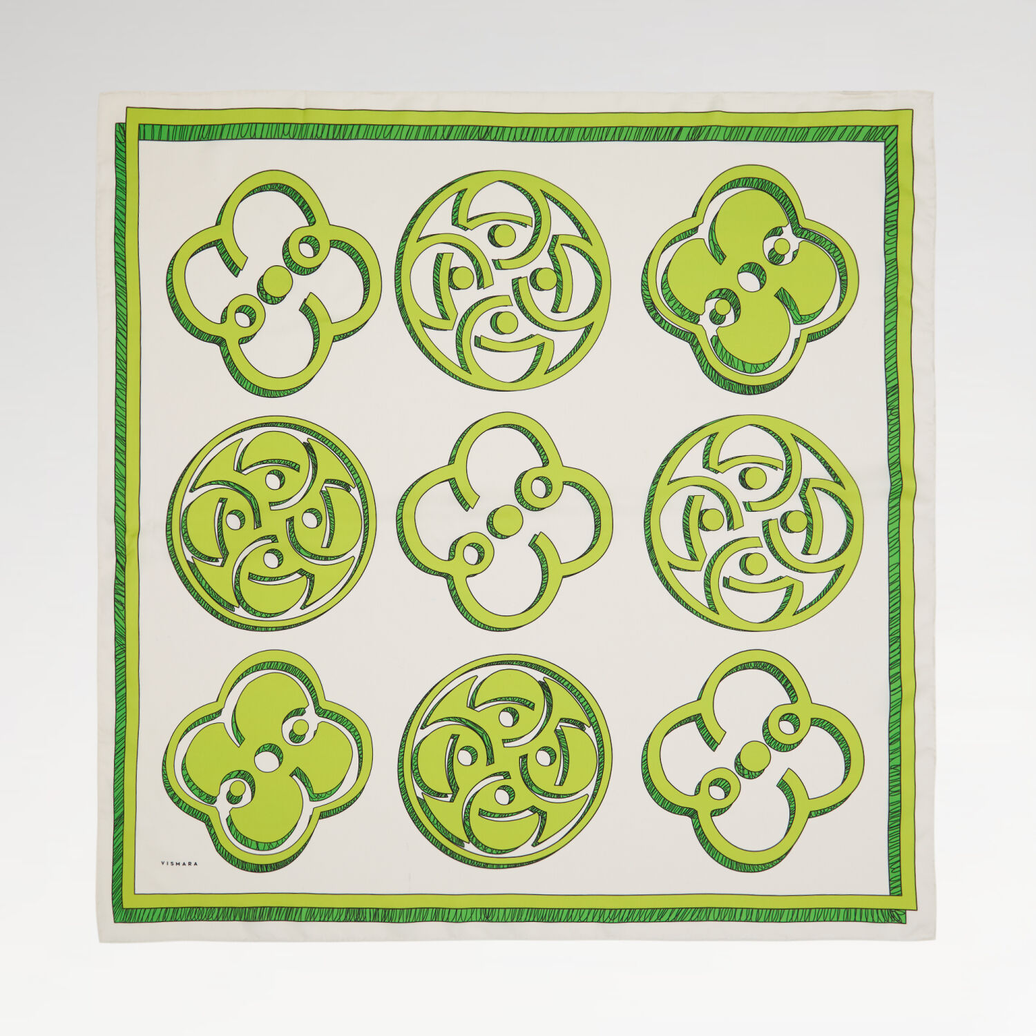 Green Vismara Monogram Patterned Twill Silk Square Scarf - 1