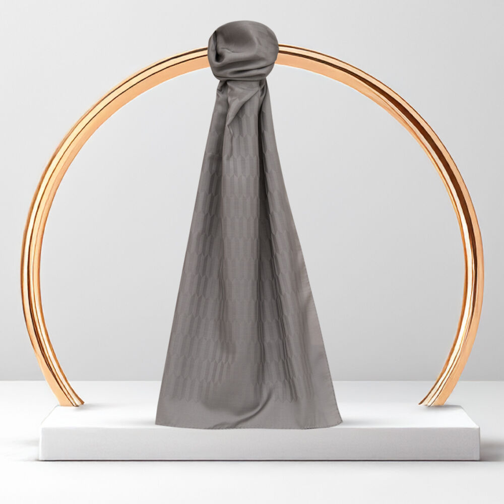Grey Drop Pattern Jacquard Wool Silk Scarf - Vismara