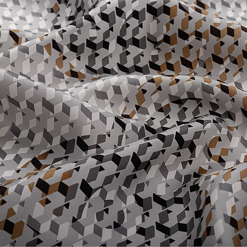 Grey Isometric Monogram Pattern Twill Silk Square Scarf - Vismara
