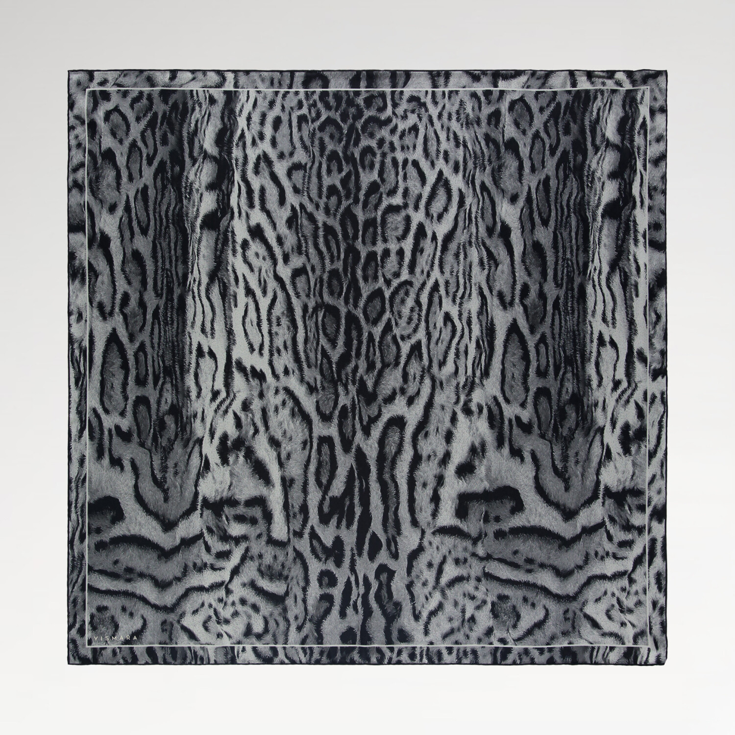 Sciarpa quadrata in twill di seta con motivo leopardato grigio - 1