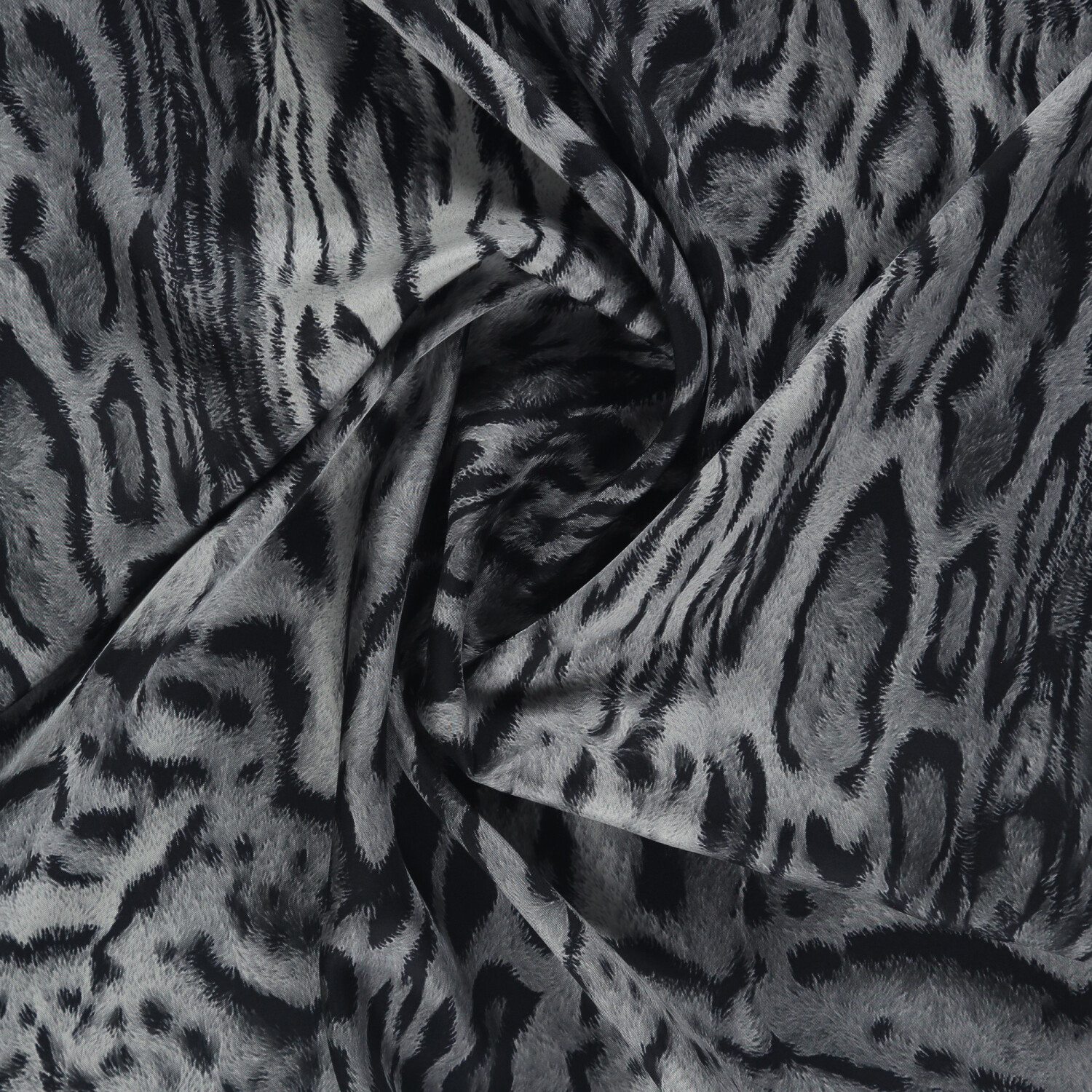 Sciarpa quadrata in twill di seta con motivo leopardato grigio - 2