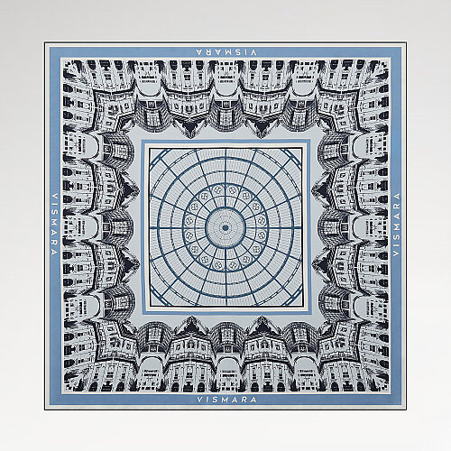 Indigo Galleria Dome Pattern Twill Silk Square Scarf