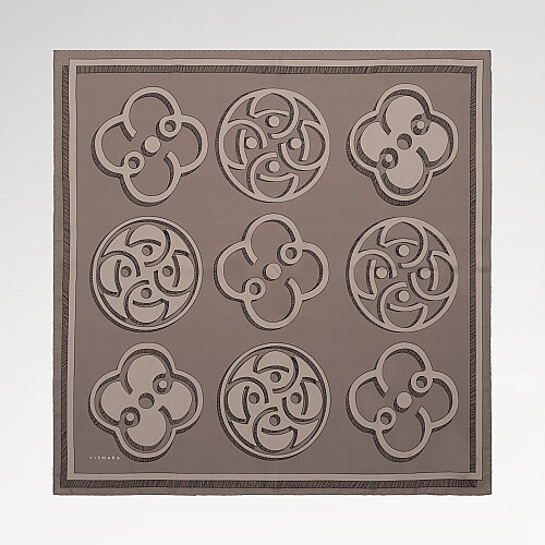 Koyu Vizon Vismara Monogram Desenli Twill İpek Eşarp
