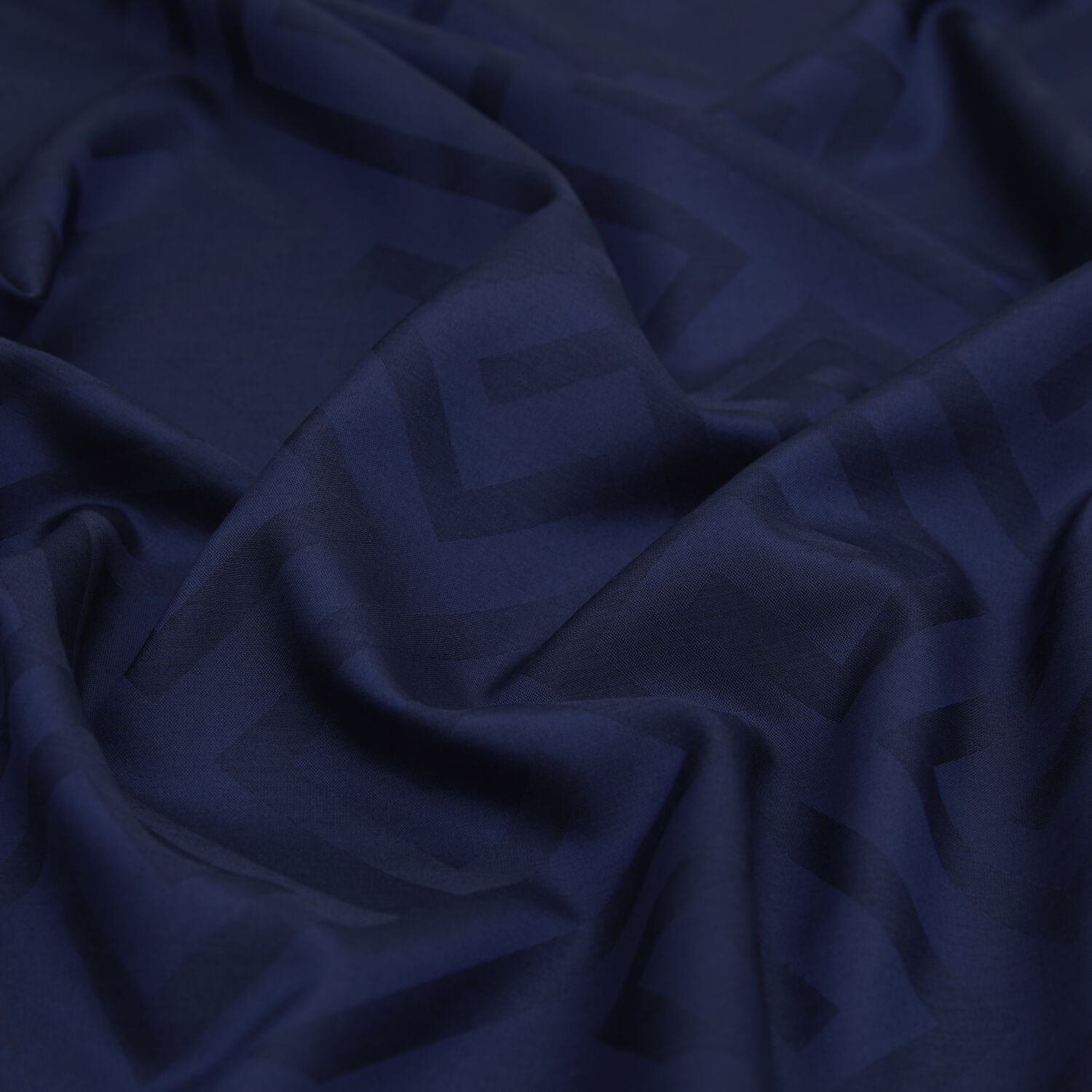 Lacivert G Desen Jakarlı Yün İpek Şal - 3