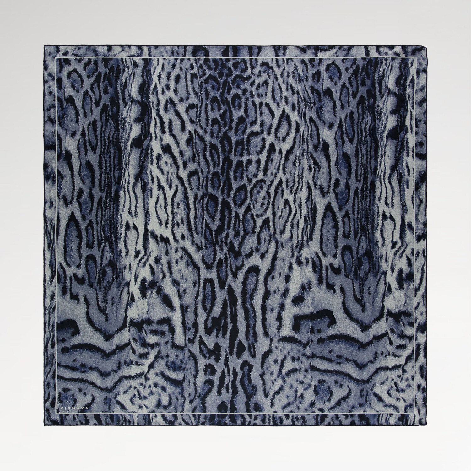 Sciarpa quadrata in twill di seta con motivo leopardato blu navy - 1