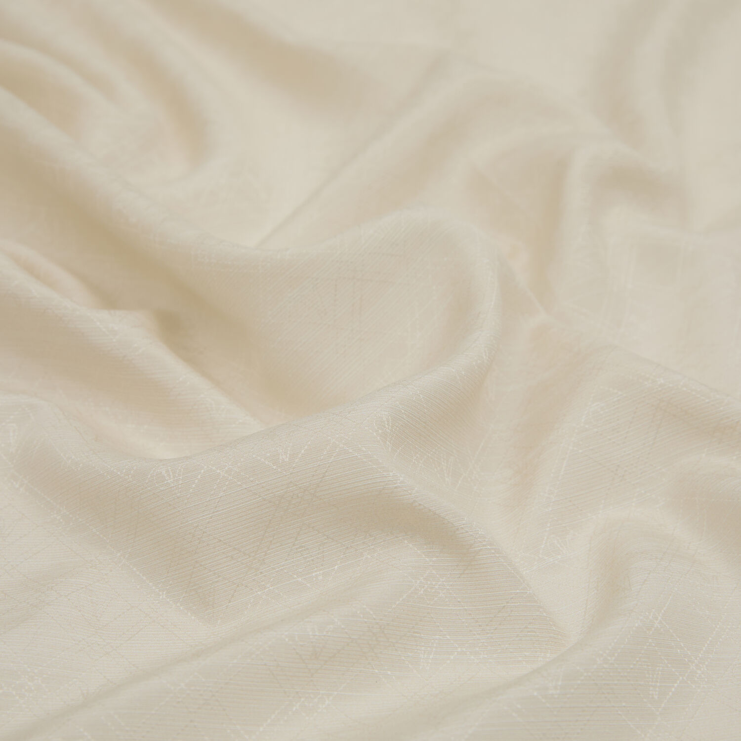 Light Cream Monogram Pattern V Jacquard Cotton Silk Scarf - 2