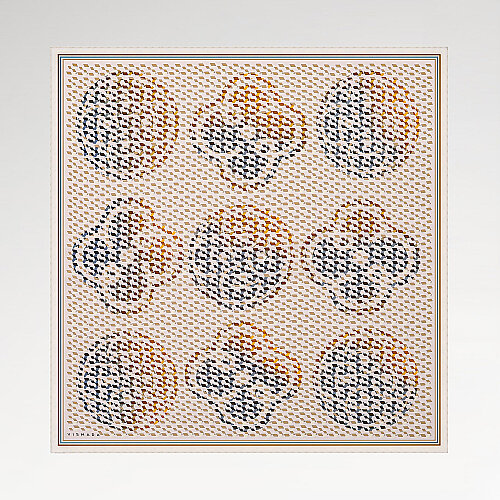 Light Mink Isometric Monogram Pattern Twill Silk Square Scarf