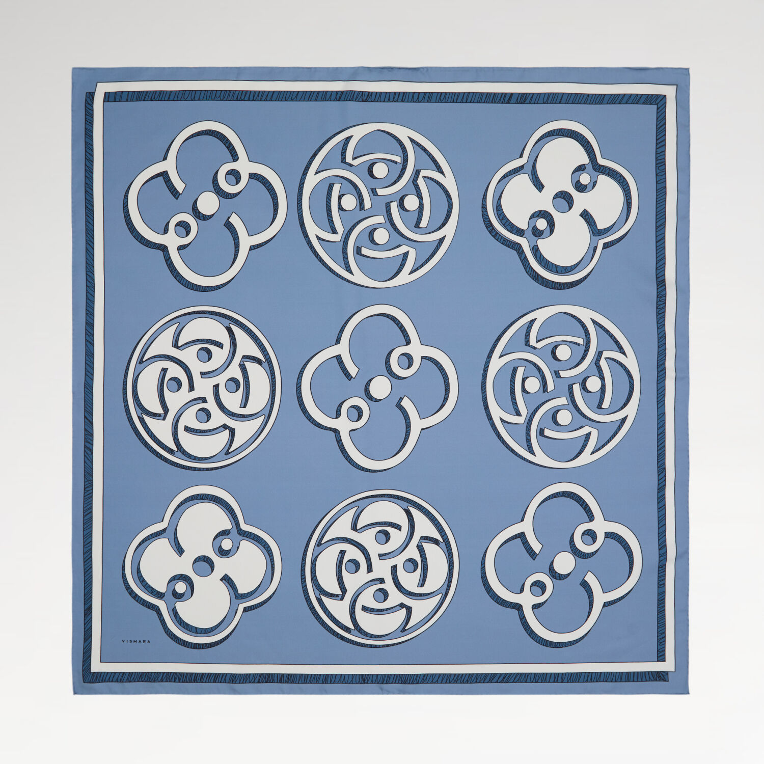 Mavi Vismara Monogram Desenli Twill İpek Eşarp - 1