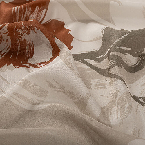 Mink Abstract Tulip Pattern Silk Scarf - Vismara