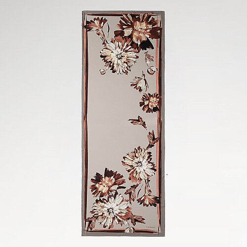 Mink Chrysanthemum Breeze Patterned Silk Scarf - Vismara