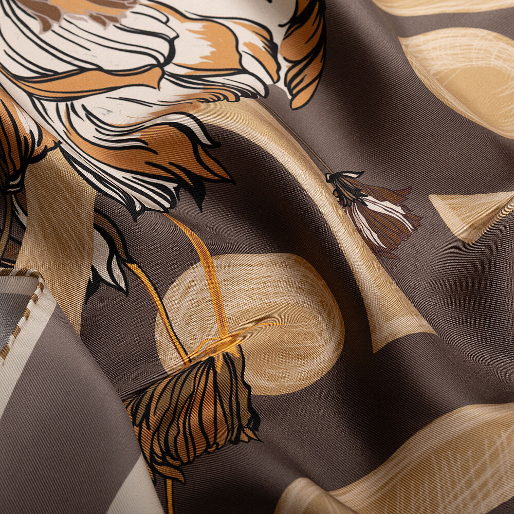 Mink Flora Viva Patterned Silk Square Scarf - 2
