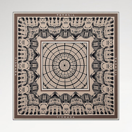 Mink Galleria Dome Patterned Twill Silk Square Scarf