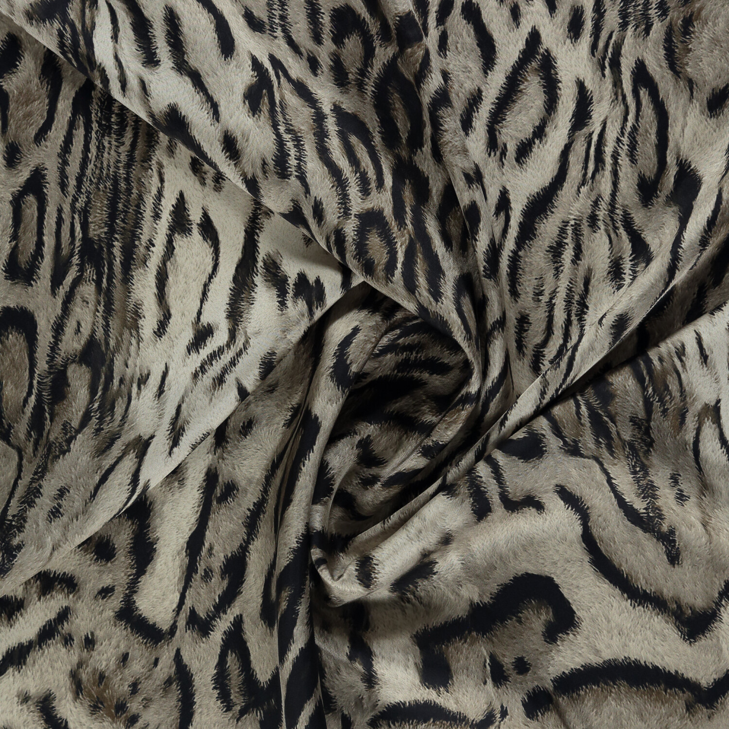 Mink Leopard Motif Pattern Twill Silk Square Scarf - 2